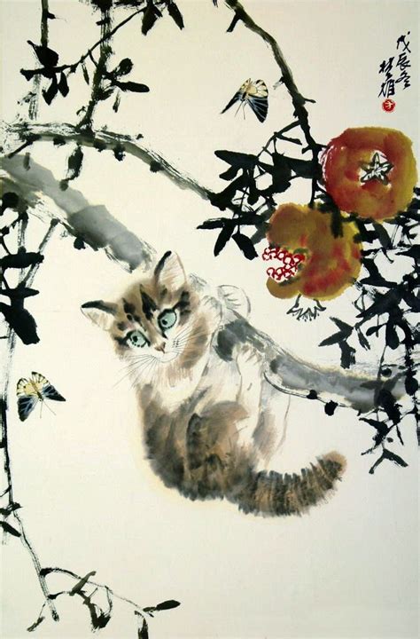 Китайские коты | Cat art, Cat painting, Asian art