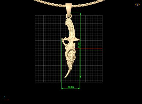 stl file evil skeleton dagger pendant design