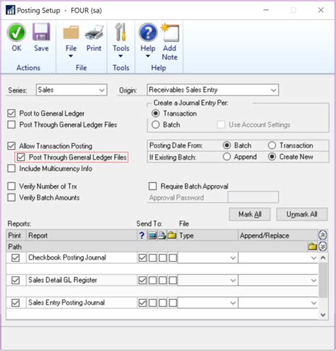 Microsoft Dynamics Gp Transaction Level Post Through General Ledger