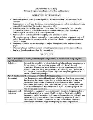 Fillable Online Mcneese Written Comprehensive Exam Instructions And