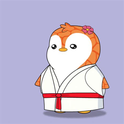 Pudgy Penguin Wearing Orange Belt Gifdb