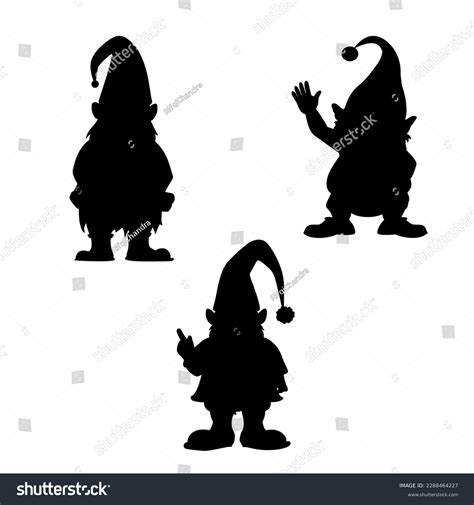 Black Silhouette Fantasy Dwarf Black White Stock Vector Royalty Free