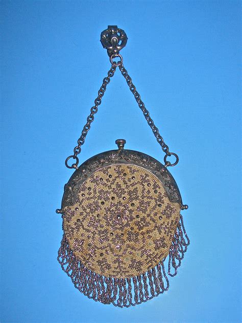 Round Chatelaine Bag The Front Is Tightly Crocheted Womens