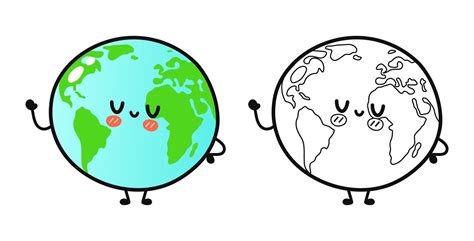 Divertido Lindo Feliz Planeta Tierra Personajes Paquete Conjunto Icono De Ilustración De