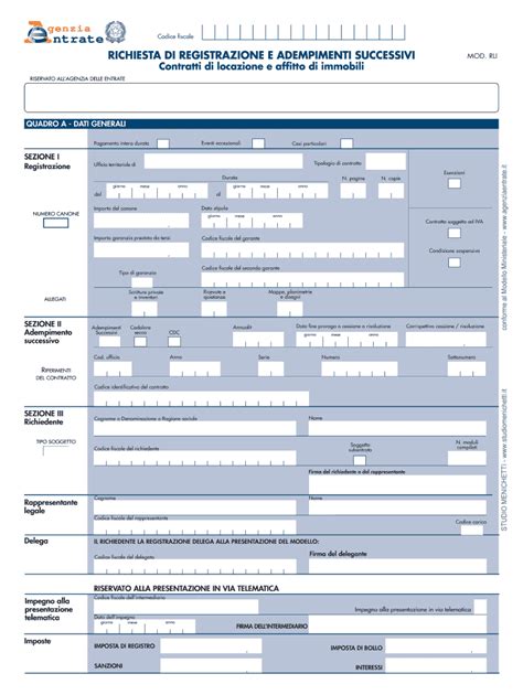 Modulo It Agenzia Delle Entrate Richiesta Di Registrazione E