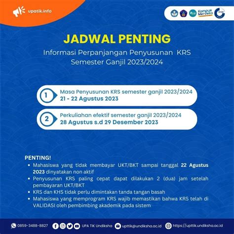 Perpanjangan Penyusunan KRS Semester Ganjil 2023 2024 UPA TIK Undiksha