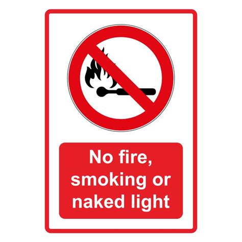 Verbotszeichen Piktogramm Text Englisch No Fire Smoking Or Naked