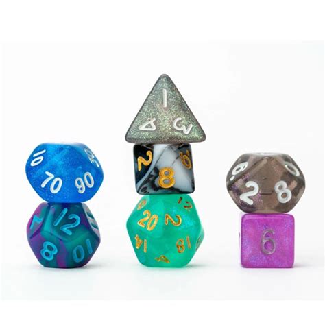 Mystery Misfit Resin Mini Polyhedral Dice Set 14 Dice