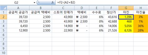 내공 50 엑셀 마진율 계산기 지식in