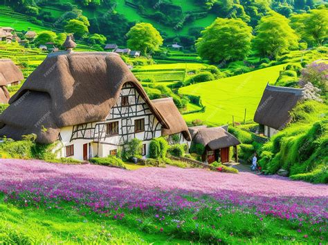 Premium Ai Image Small House On Green Hills