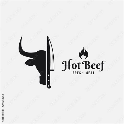 Bull head with knife logo. Beef logo on white Stock Vector | Adobe Stock