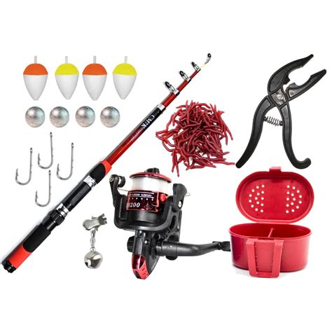 Kit Pesca Completo Vara Molinete Porta Isca Boia Anzol Alicate