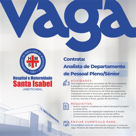 Venha Trabalhar Conosco Hospital E Maternidade Santa Isabel