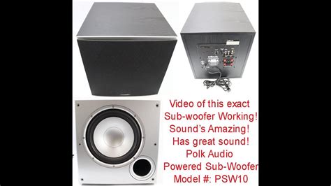 Polk Audio Powered Subwoofer Speaker Model Psw10 110v W Video