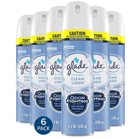 Glade 8 3 Oz Clean Linen Room Air Freshener Spray 6 Pack 346467