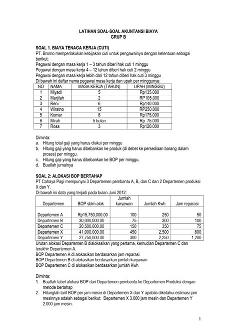 Contoh Soal Harga Pokok Pesanan Lembar Edu