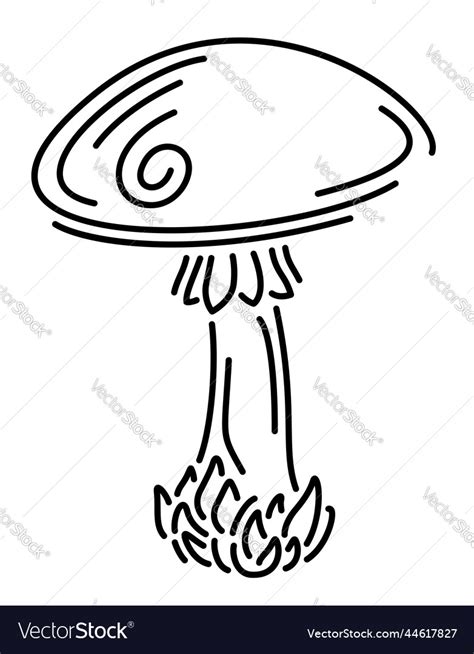 Line art with isolated decorative mushroom Vector Image