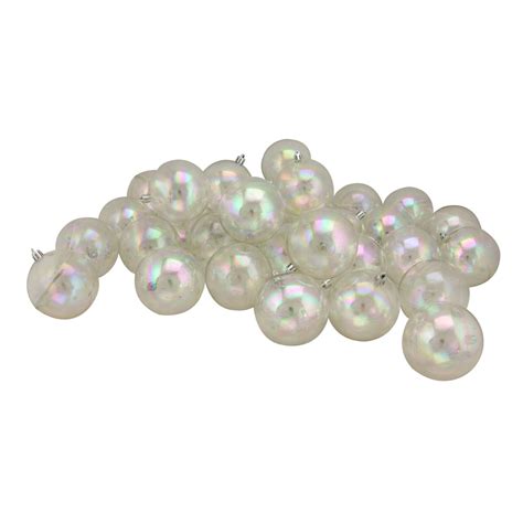 Northlight 32ct Clear Iridescent Shatterproof Shiny Christmas Ball Ornaments 325 80mm The