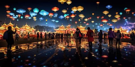 Premium AI Image | a vibrant Chinese lantern festival with colorful ...