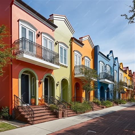 Premium AI Image | Colorful stucco traditional private townhouses ...