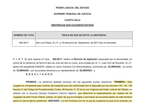 Ejemplo De Sentencia Definitiva Docsity