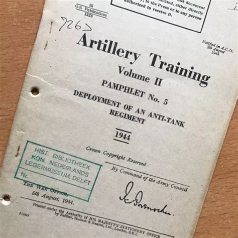 Original Wwii British Artillery Training Pamphlet Anti Tank Regiment