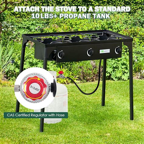 Goplus Outdoor Camping Stove 3 Burner Propane Gas Cooker Wdetachable Legs And Csa Regulator And 0