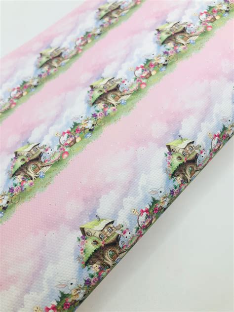 Nina Bunny Pink Easter Bunny On Bike Treehouse Printed Canvas Sheet