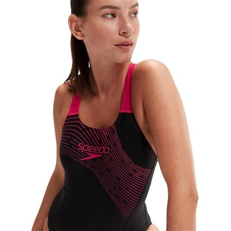 Speedo Medley Medalist Swimsuit Black Pink