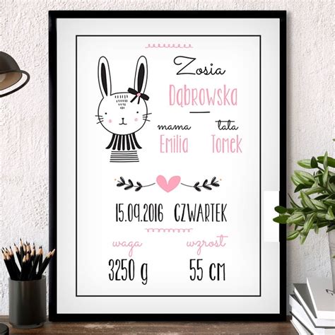 Plakat Personalizowany 31x41 Cm JEJ METRYCZKA