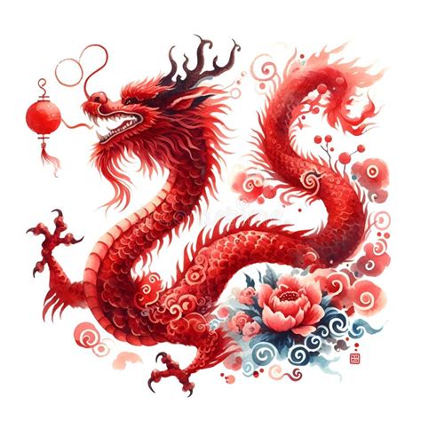 Chinese Red Dragon Symbol of New Year Stock Illustration - Illustration of culture, horoscope ...