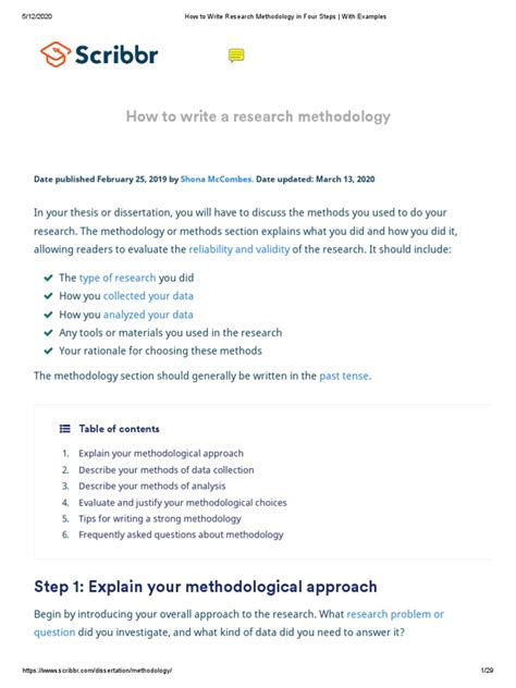 How To Write Research Methodology In Four Steps With Examples Pdf