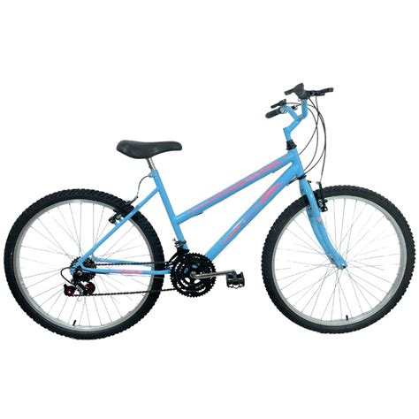 Bicicleta Passeio 18 Marchas Aro 26 Feminina Azul