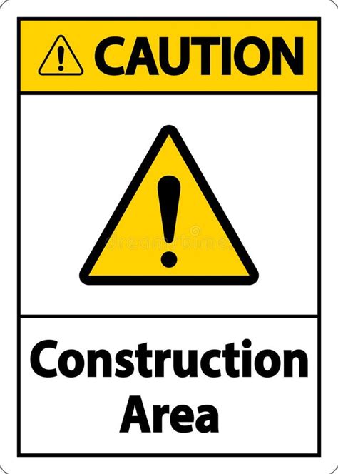 Caution Construction Area Symbol Sign on White Background Stock Vector ...