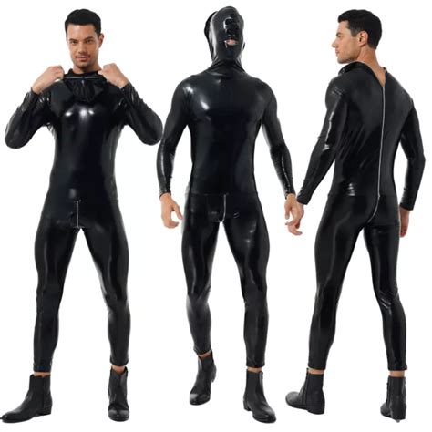 Men S Wet Look Pvc Leather Bodysuit Leotard Bodycon Latex Role Play