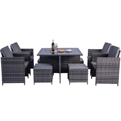 Milano 9 Piece Rattan Cube Dining Set