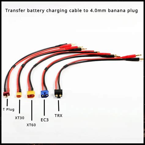 20CM EC3 EC5 XT30 XT60 TRX T Plug Male Head Charge Lead To 4 0mm Banana