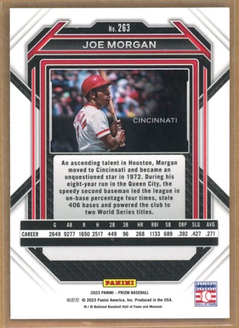 Panini Prizm Joe Morgan Cincinnati Reds Ebay