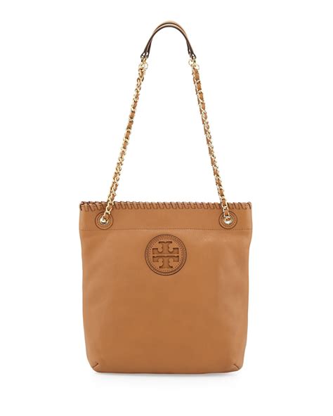 Tory Burch Marion Leather Book Bag Royal Tan In Brown Royal Tan Lyst