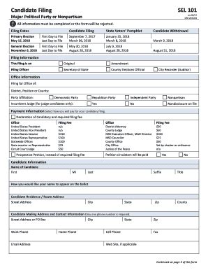 Fillable Online Sel Candidate Filing Form Sel Candidate Filing