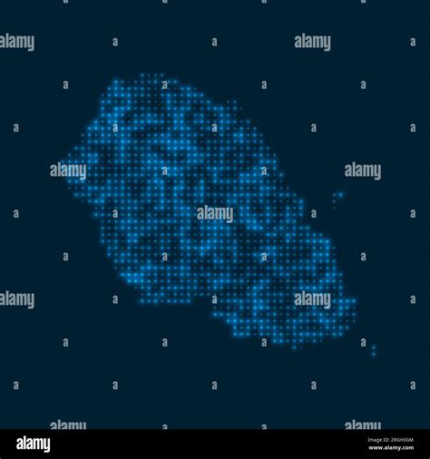 Graciosa Dotted Glowing Map Shape Of The Island With Blue Bright Bulbs