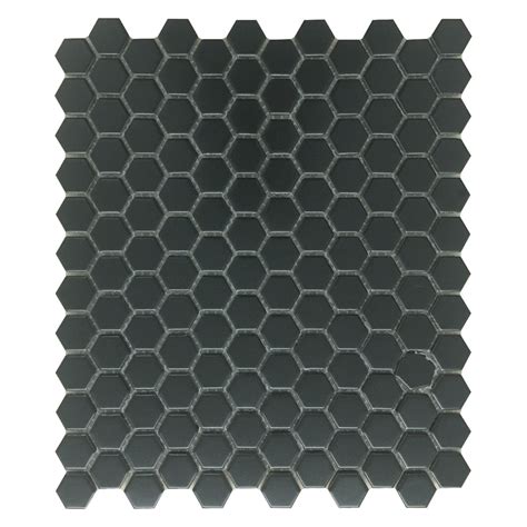 Matte Black Grade A Porcelain Hexagon Kitchen or Bathroom Floor or Wall Tile 19.3 SQ FT Includes ...