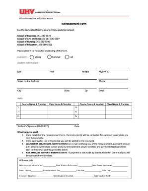 Fillable Online Uhv Office Of The Registrar And Student Records Fax