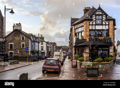 windermere town centre, lake district national park, cumbria, england ...