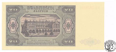 Banknot 20 złotych 1948 seria KB archiwum niemczyk pl