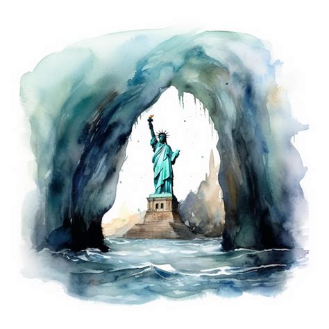 Premium Photo Watercolor Painting Of The Statue Of Liberty