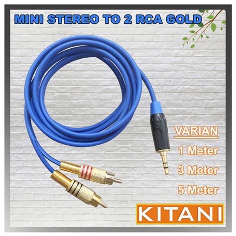 Jual Kabel Audio Jack Mini Stereo 3 5 To Dual RCA Gold 1m 3m 5m