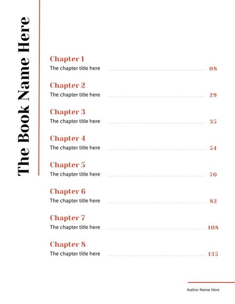 Red Book Table Of Contents Template Venngage