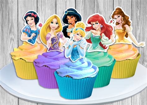 Set Of 6 Disney Princess Cupcake Toppers 6 Printable Disney Etsy