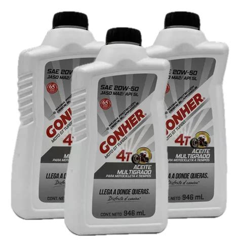 Aceite Motocicleta 20w50 4 Tiempos Gonher 3 Litros